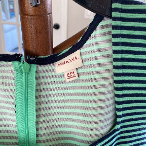 Merona Navy / Green Dress w Pockets - Picture 3 of 6